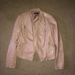 Blush Pink Faux Leather Jacket